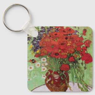 Red Poppies and Daisies By Vincent Van Gogh Keychain