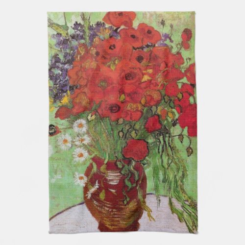 Red Poppies and Daisies by Vincent van Gogh Kitchen Towel