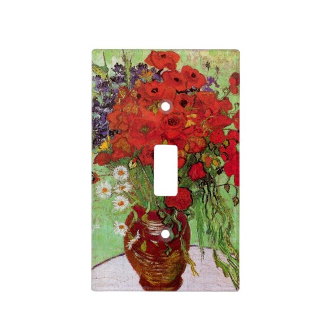 Red Poppies and Daisies by Vincent van Gogh Light Switch Cover (Front)