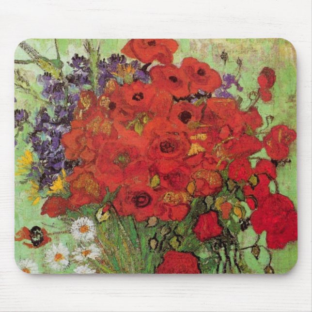 Red Poppies and Daisies by Vincent van Gogh Mouse Pad (Front)