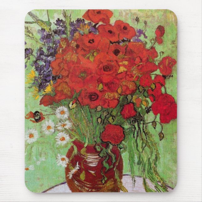 Red Poppies and Daisies by Vincent van Gogh Mouse Pad (Front)