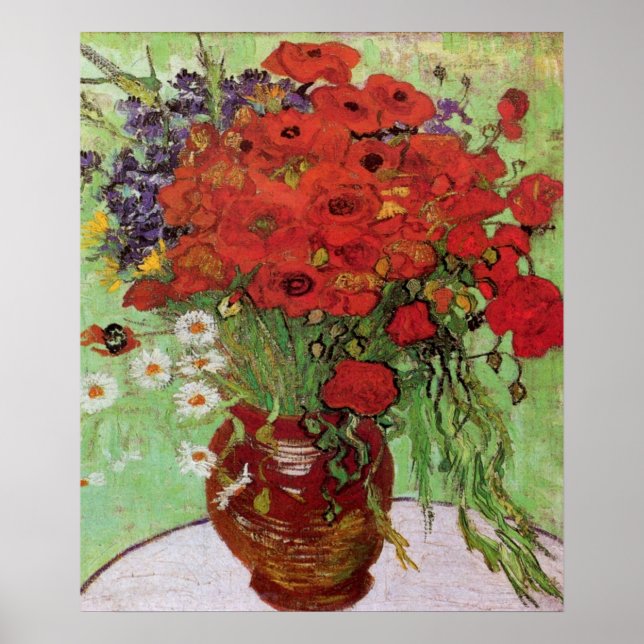 Red Poppies and Daisies By Vincent Van Gogh Poster (Front)
