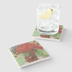 Red Poppies and Daisies By Vincent Van Gogh Stone Coaster