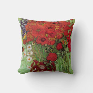 Red Poppies and Daisies by Vincent van Gogh Throw Pillow