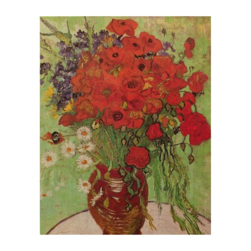 Red Poppies and Daisies by Vincent van Gogh Wood Wall Decor