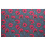 Red poppies and ladybugs on dark blue fabric