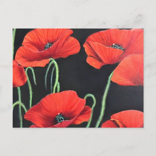 Red Poppies art painting Postcard