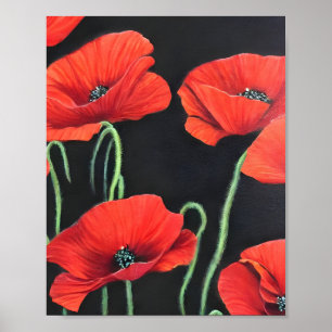 Red Poppies art painting Poster