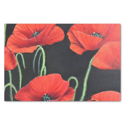 Red Poppies art painting  Tissue Paper