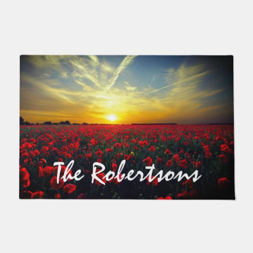 Red Poppies at Sunrise Doormat