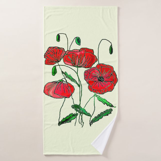 Red Poppies Bath Towel (Bath Towel)