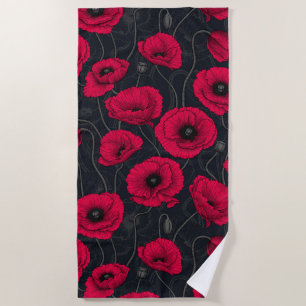 Red Poppies Beach Towel