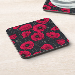 Red Poppies Beverage Coaster