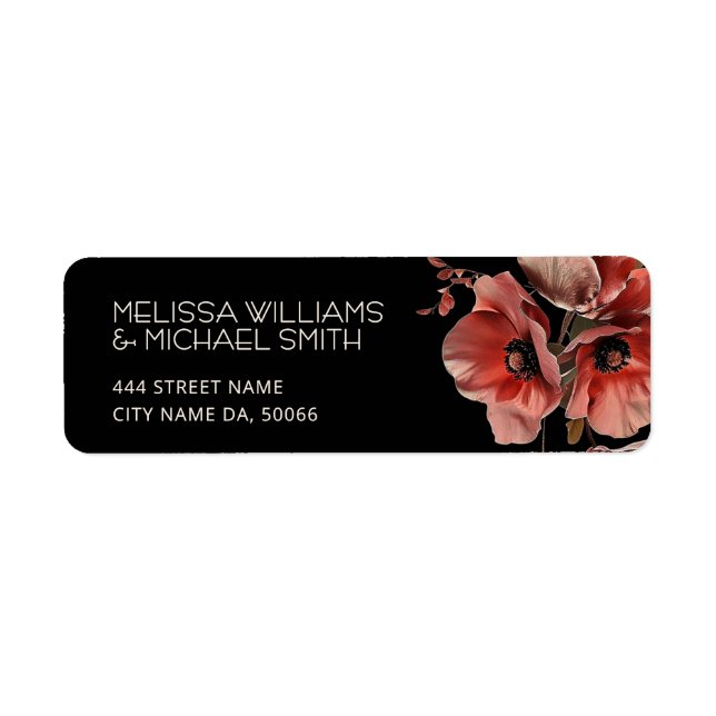 Red Poppies Black Background Label (Front)