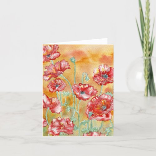 Red Poppies Blank Notecard