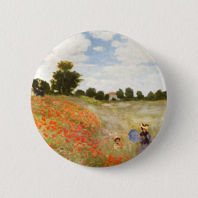 Red Poppies Blooming - Claude Monet Button (Front)