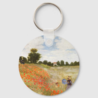 Red Poppies Blooming - Claude Monet Keychain