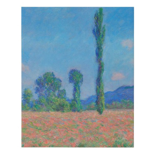 Red Poppies Blue Sky by Monet _ Poppy Field Faux Canvas Print