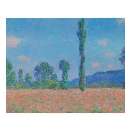 Red Poppies Blue Sky by Monet _ Poppy Field Faux Canvas Print