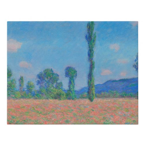 Red Poppies Blue Sky by Monet _ Poppy Field Faux Canvas Print