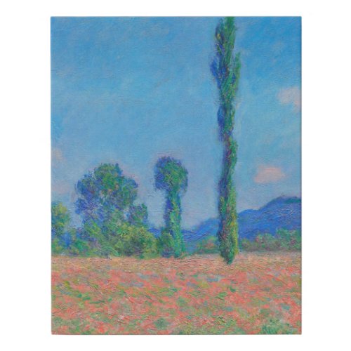 Red Poppies Blue Sky by Monet _ Poppy Field Faux Canvas Print