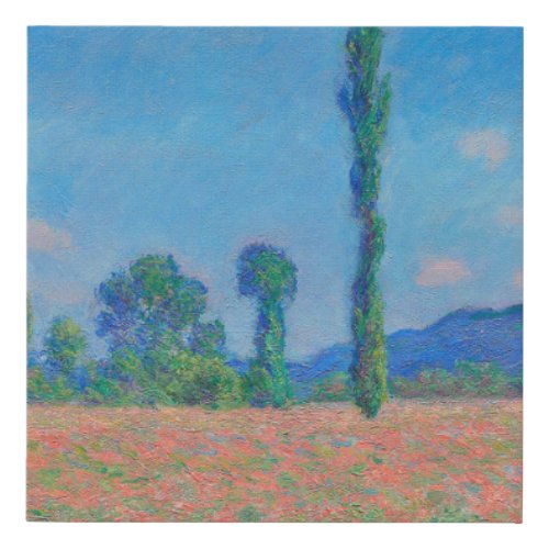 Red Poppies Blue Sky by Monet _ Poppy Field Faux Canvas Print