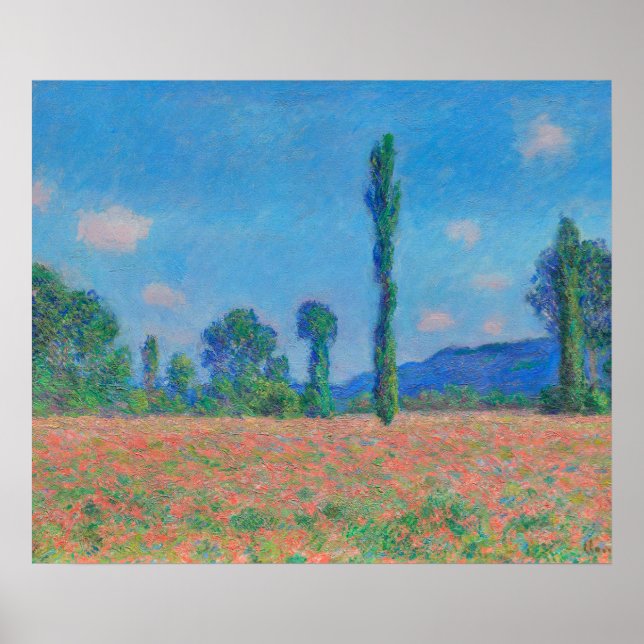 Red Poppies Blue Sky by Monet - Poppy Field Poster (Front)