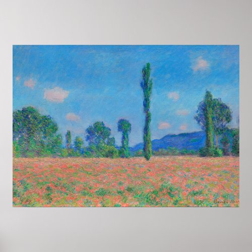 Red Poppies Blue Sky by Monet _ Poppy Field Poster