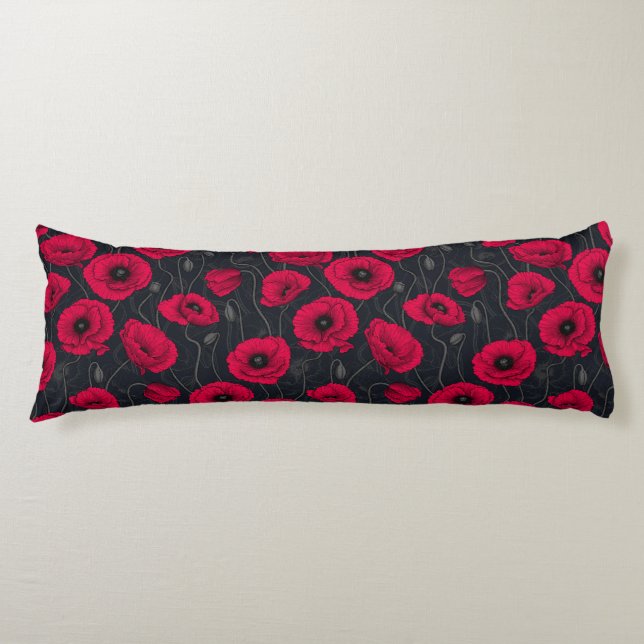 Red Poppies Body Pillow (Front)