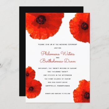 Red Poppies Bold Floral Wedding Invitations by BlueHyd at Zazzle