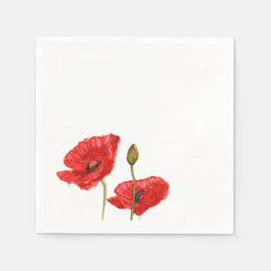 Red Poppies Bud Napkins