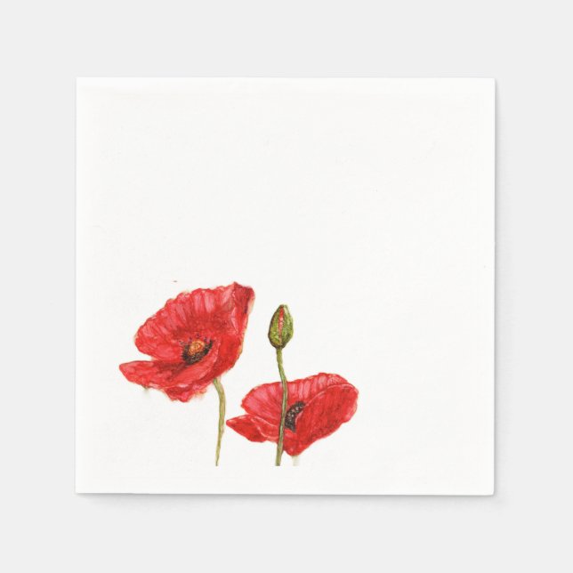 Red Poppies Bud Napkins (Front)