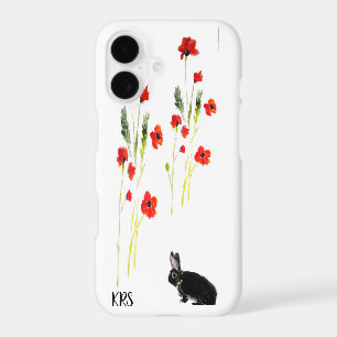 Red Poppies Bunny Rabbit Personalized iPhone 17 Case