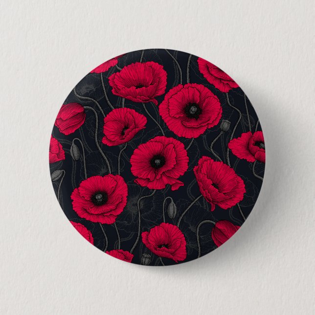 Red Poppies Button (Front)