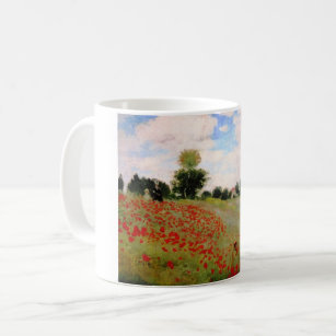 Red Poppies by Monet - Poppy Field Parasol Woman Coffee Mug
