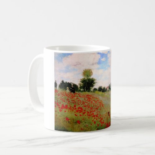 Red Poppies by Monet _ Poppy Field Parasol Woman Coffee Mug