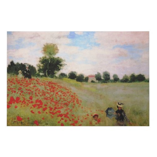 Red Poppies by Monet _ Poppy Field Parasol Woman Faux Canvas Print