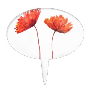 Red poppies cake topper