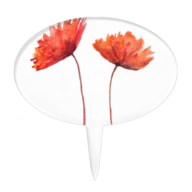 Red poppies cake topper (Front)