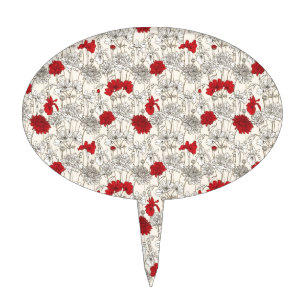 Red Poppies Cake Topper
