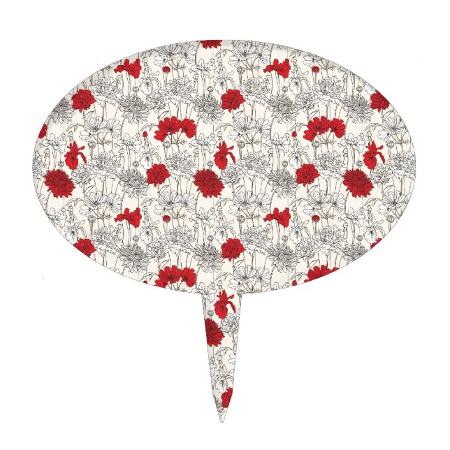 Red Poppies Cake Topper (Front)