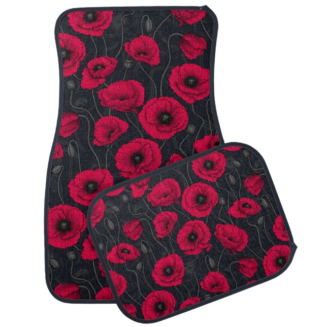 Red Poppies Car Floor Mat (Set)