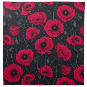Red Poppies Cloth Napkin