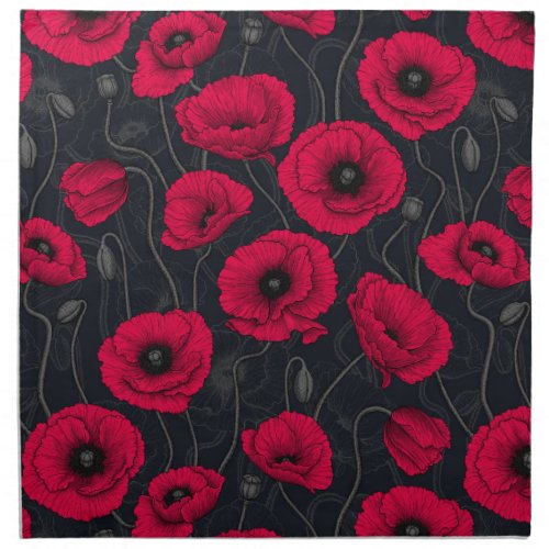 Red Poppies Cloth Napkin