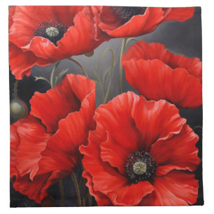 Red poppies cloth napkin