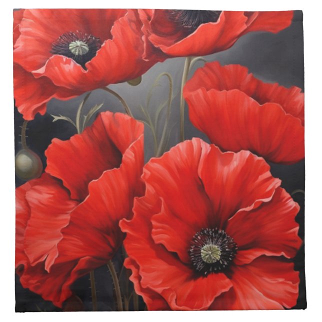 Red poppies cloth napkin (Front)