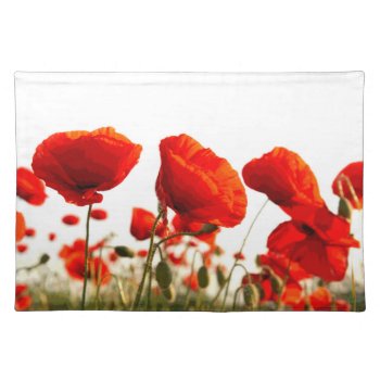 Red Poppies Cloth Placemat by mugebasak at Zazzle
