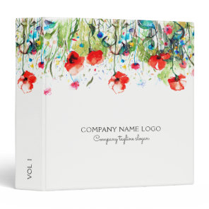 Red Poppies & Colorful Flowers 3 Ring Binder