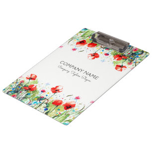 Red Poppies & Colorful Flowers Clipboard