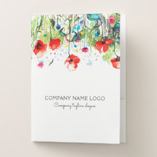 Red Poppies & Colorful Flowers Pocket Folder
